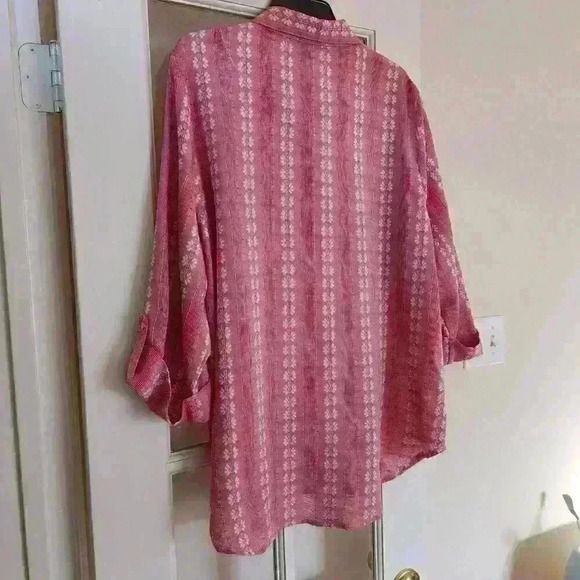 Allison Daley Women's Plus Pink 3/4 Sleeve Light Button Down 1X Fall Western - Picture 6 of 11